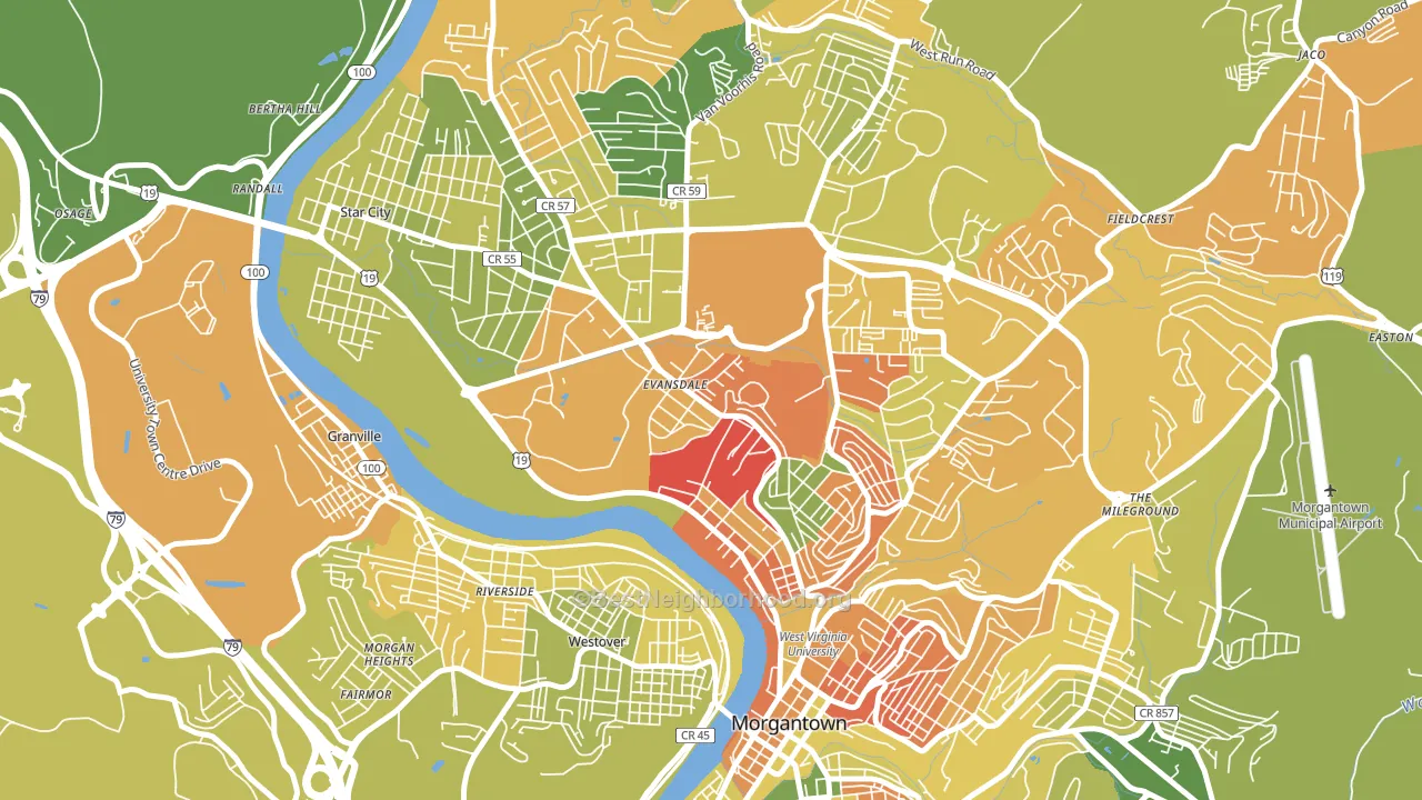 The Flatts, Morgantown, WV block-group voter-turnout map