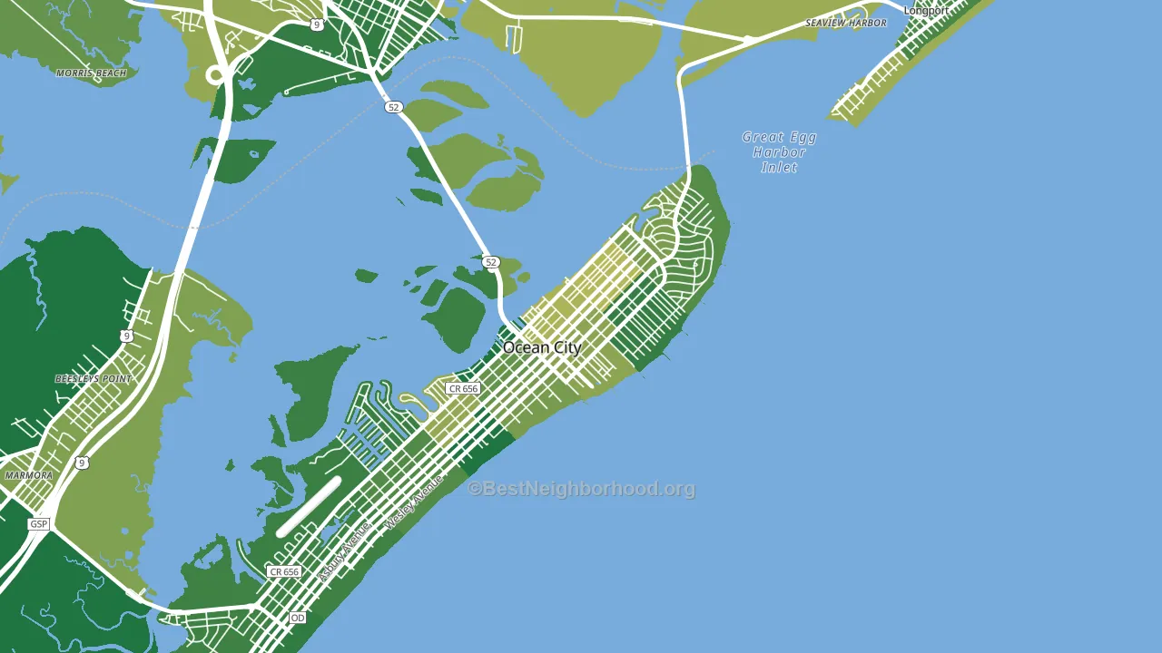 The Gardens, Ocean City, NJ block-group voter-turnout map