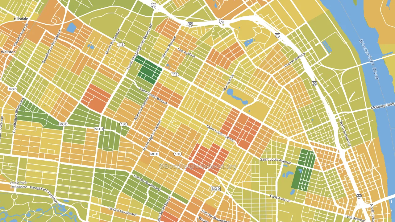 The Greater Ville, St. Louis, MO block-group voter-turnout map