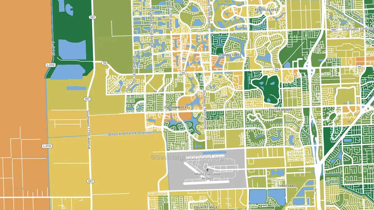 The Hammocks, FL block-group voter-turnout map