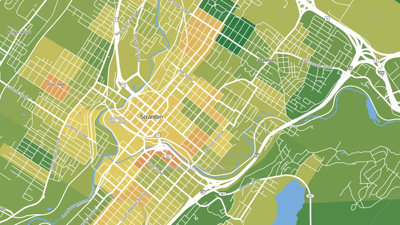 The Hill Section, Scranton, PA block-group voter-turnout map