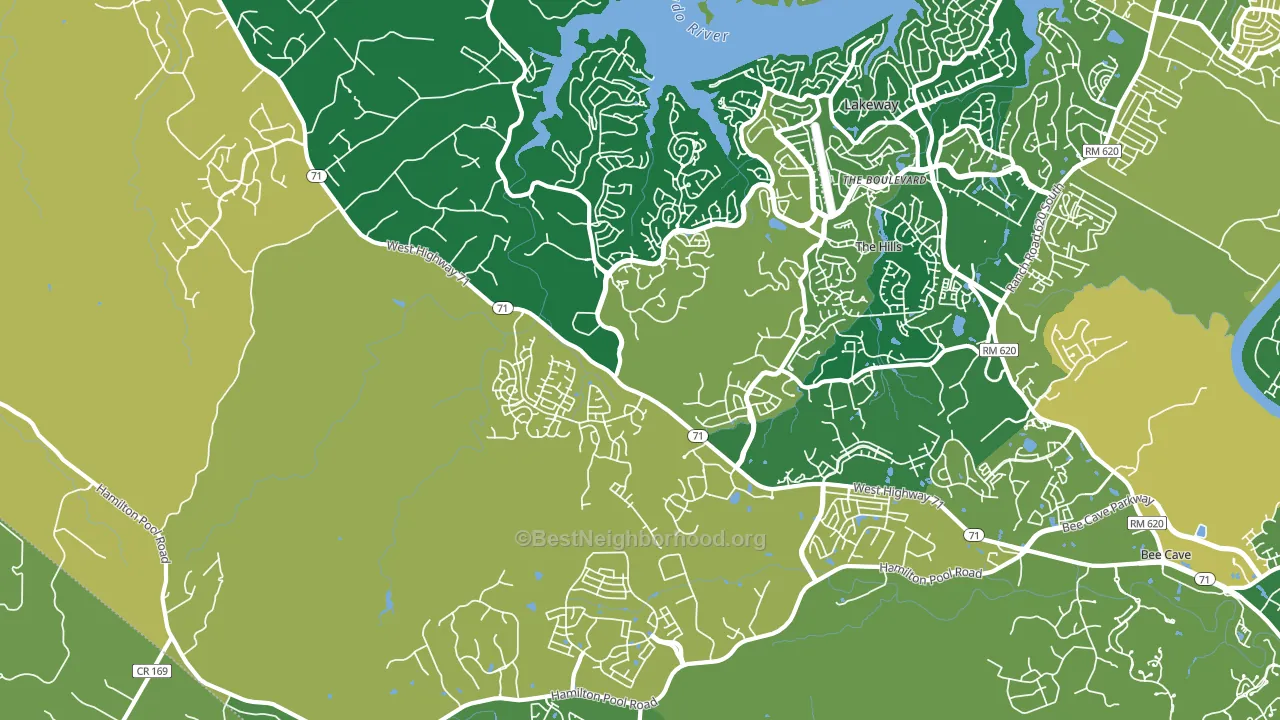 The Hills, TX block-group voter-turnout map