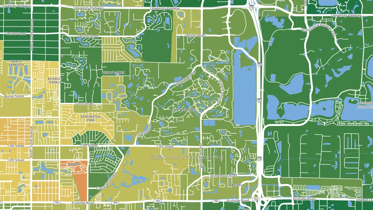 The Meadows, Sarasota, FL block-group voter-turnout map