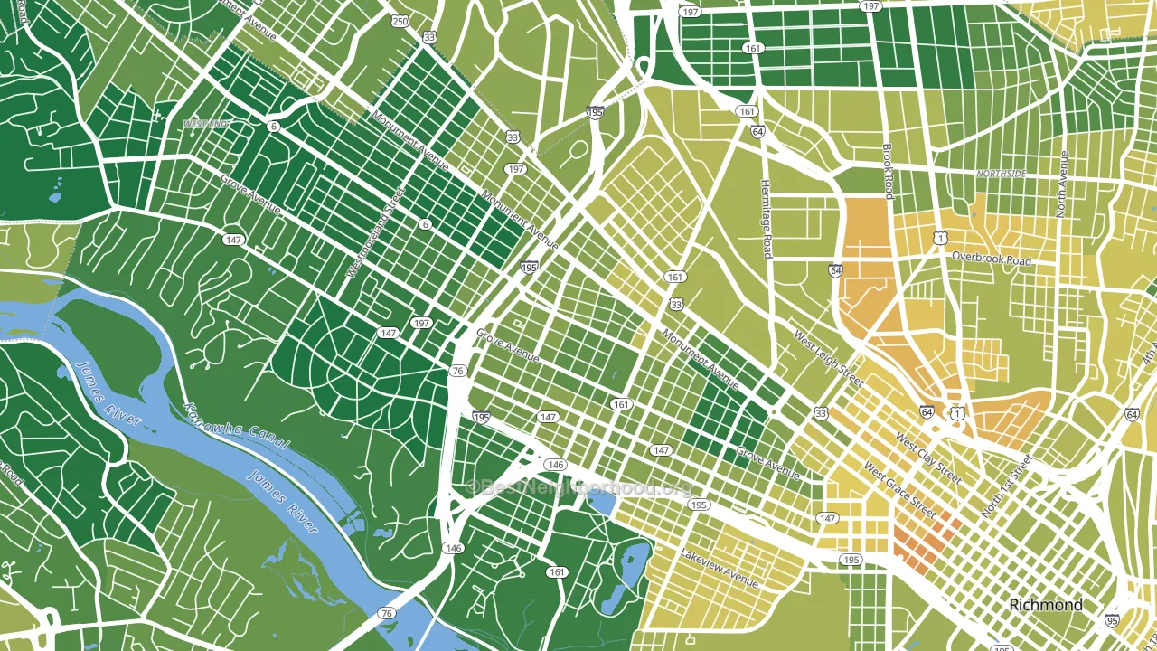 The Museum District, Richmond, VA block-group voter-turnout map