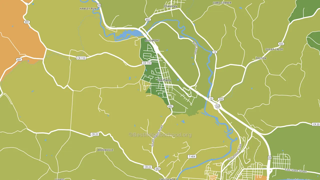 The Plains, OH block-group voter-turnout map