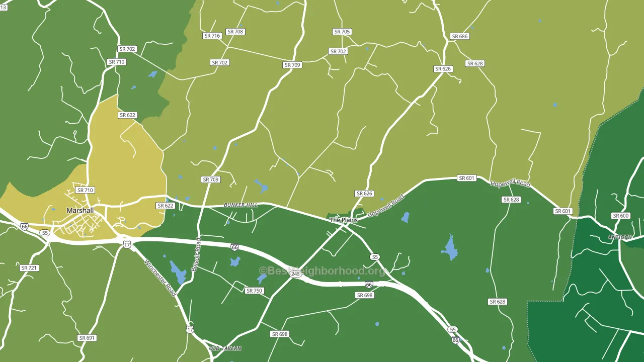 The Plains, VA block-group voter-turnout map