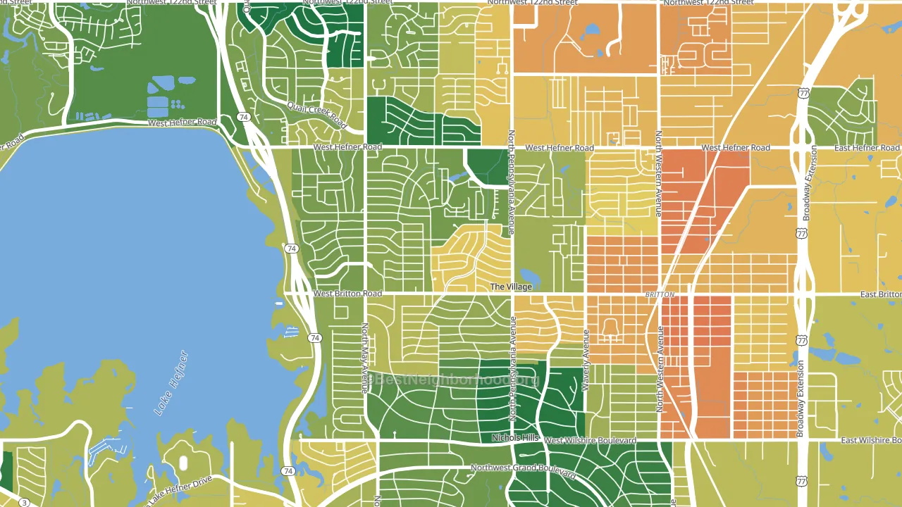 The Village, OK block-group voter-turnout map