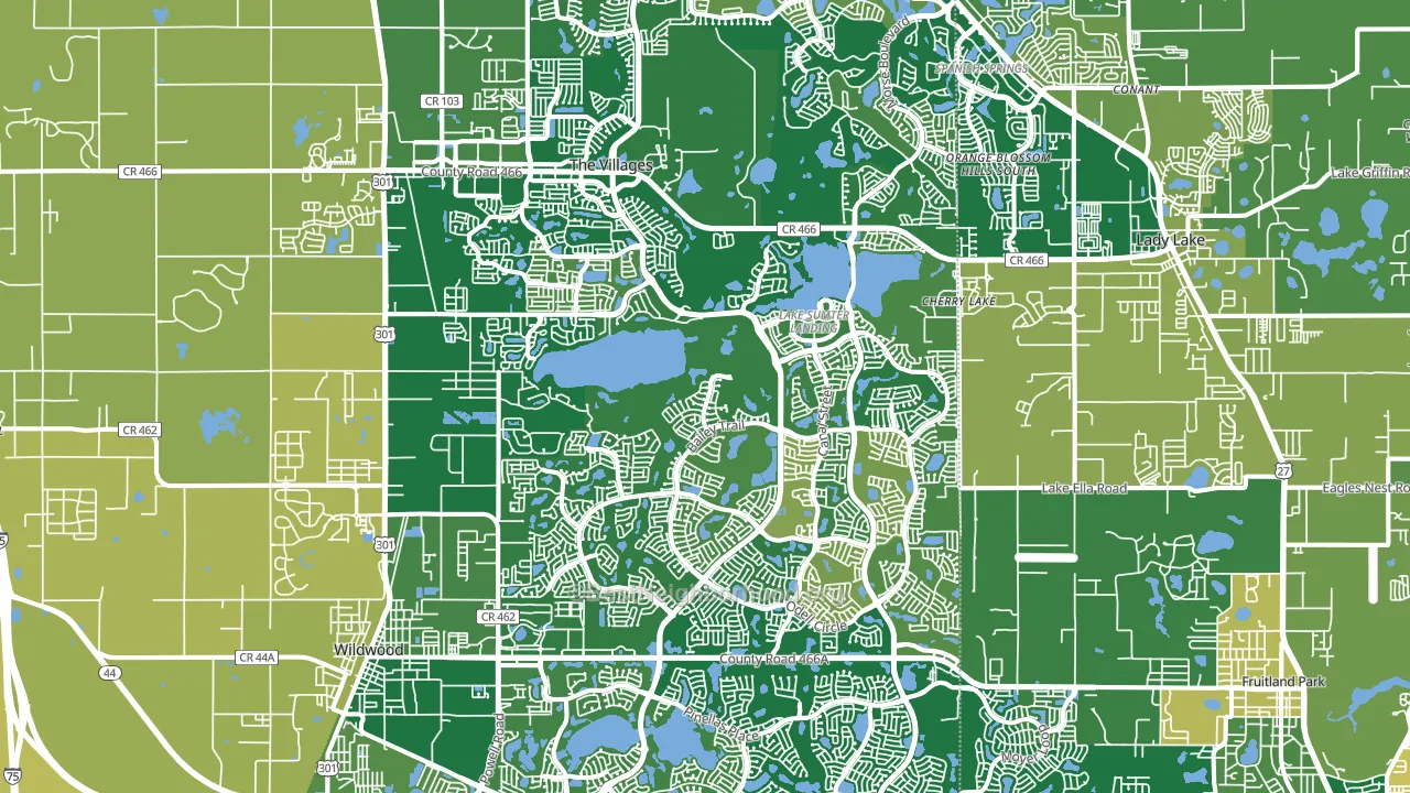 The Villages, FL block-group voter-turnout map
