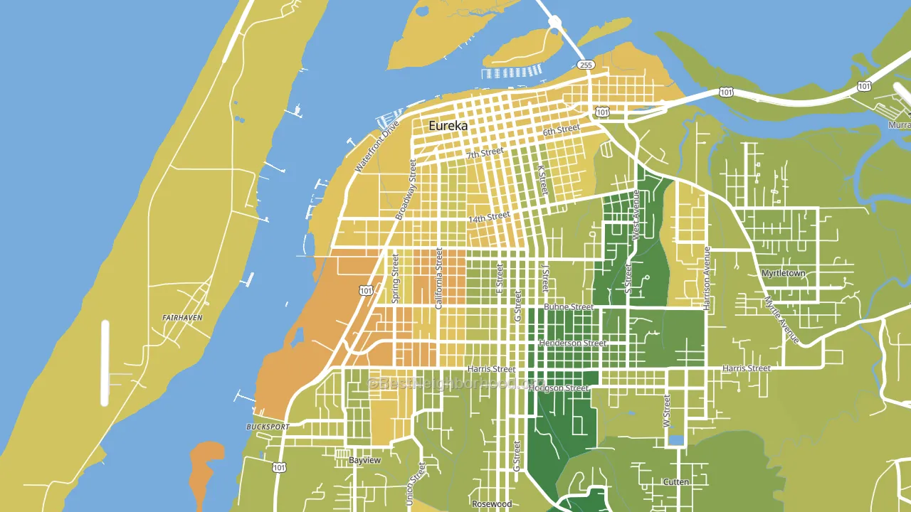 The West Side, Eureka, CA block-group voter-turnout map