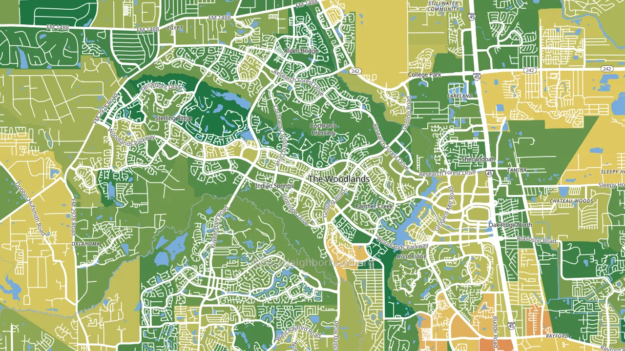 The Woodlands, TX block-group voter-turnout map