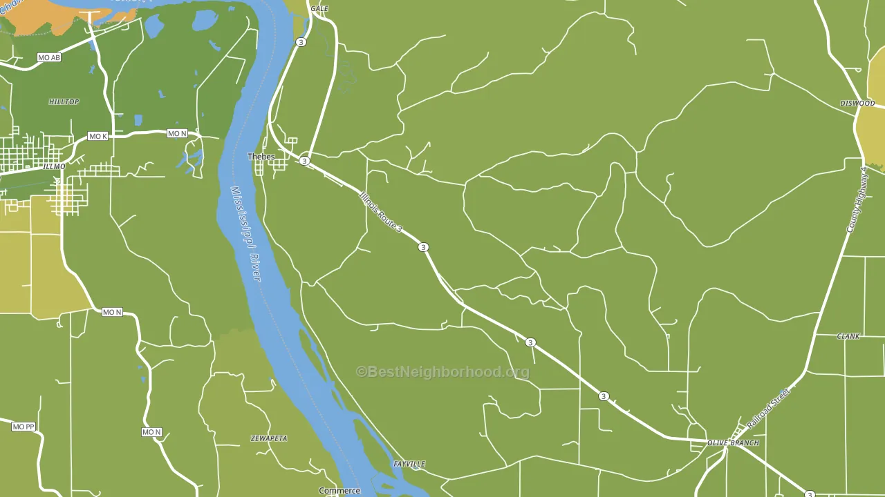 Thebes, IL block-group voter-turnout map