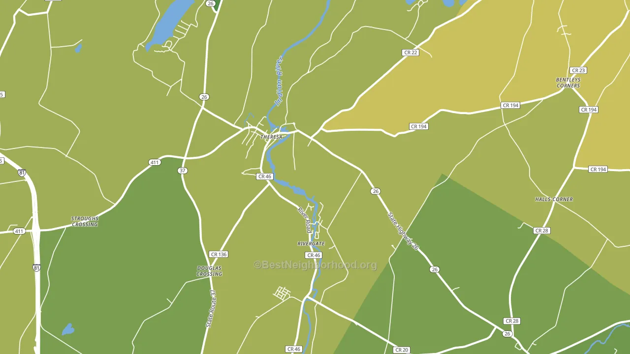 Theresa, NY block-group voter-turnout map