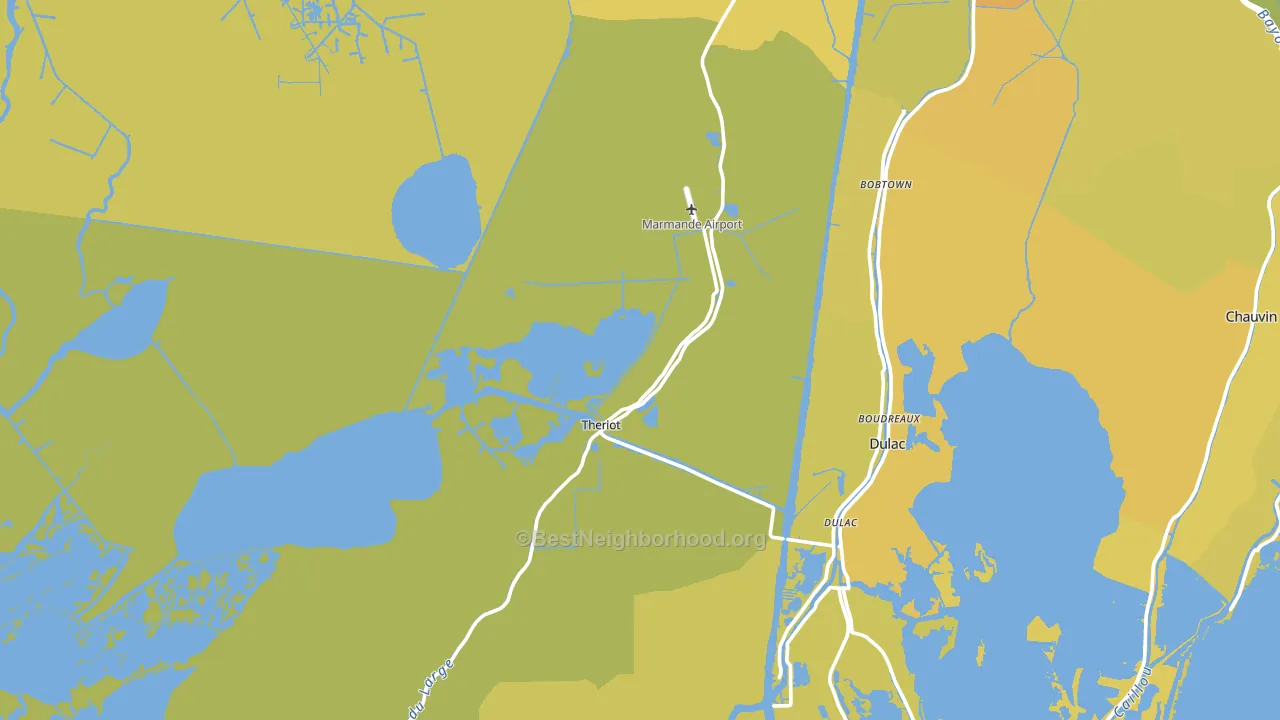 Theriot, LA block-group voter-turnout map