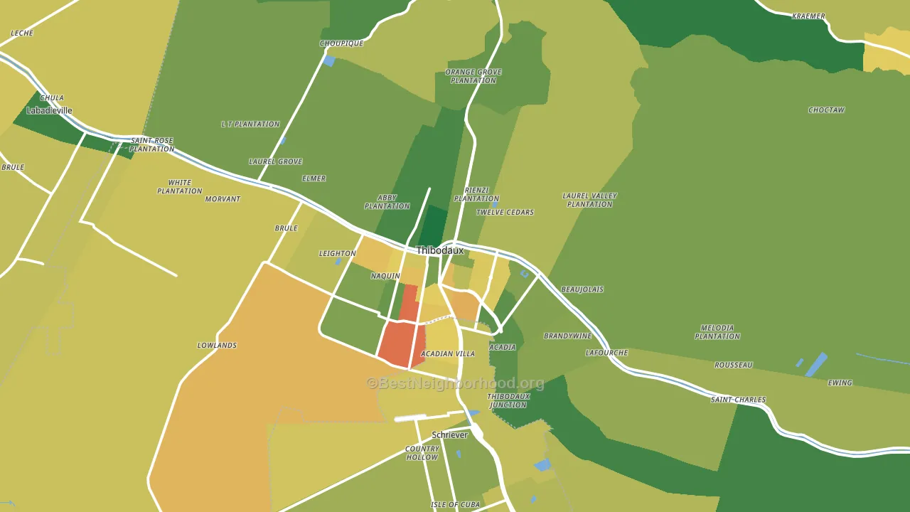 Thibodaux, LA block-group voter-turnout map