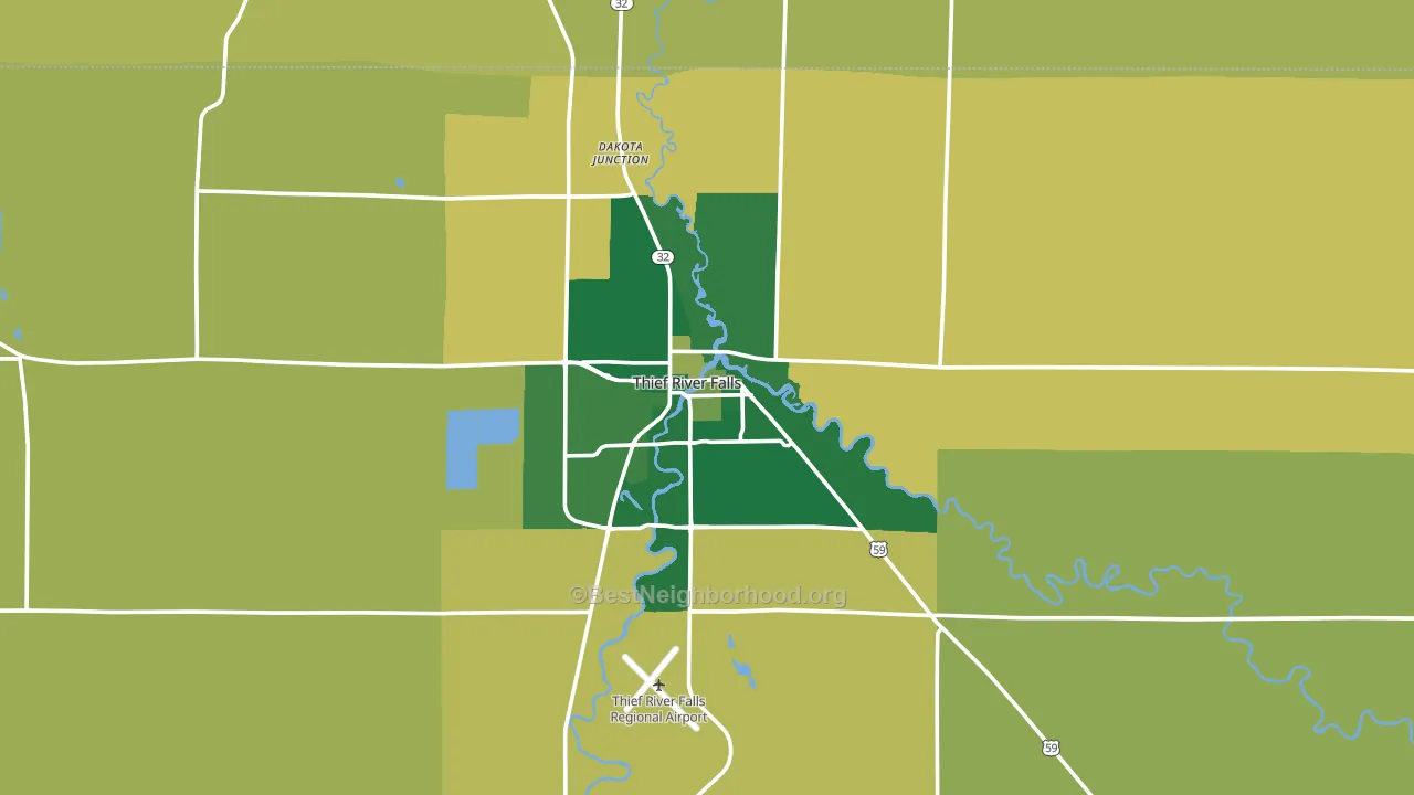 Thief River Falls, MN block-group voter-turnout map