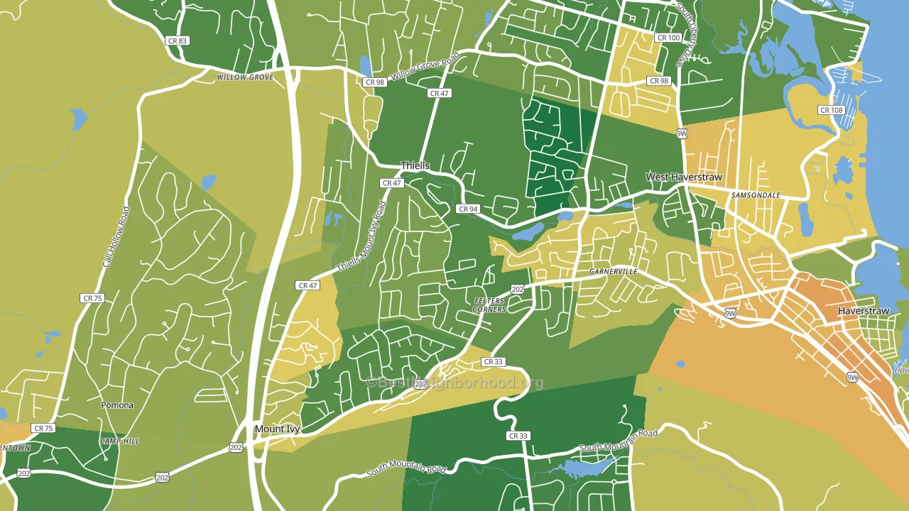 Thiells, NY block-group voter-turnout map