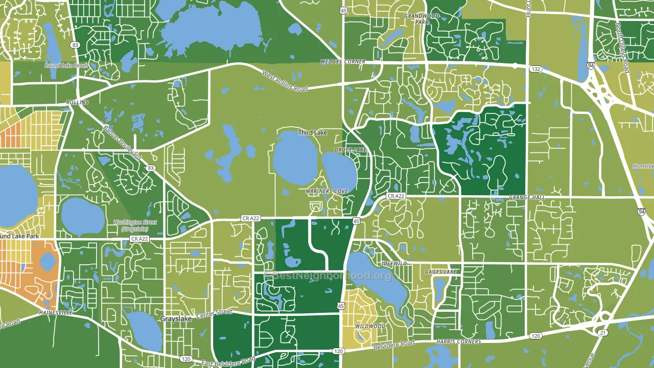 Third Lake, IL block-group voter-turnout map