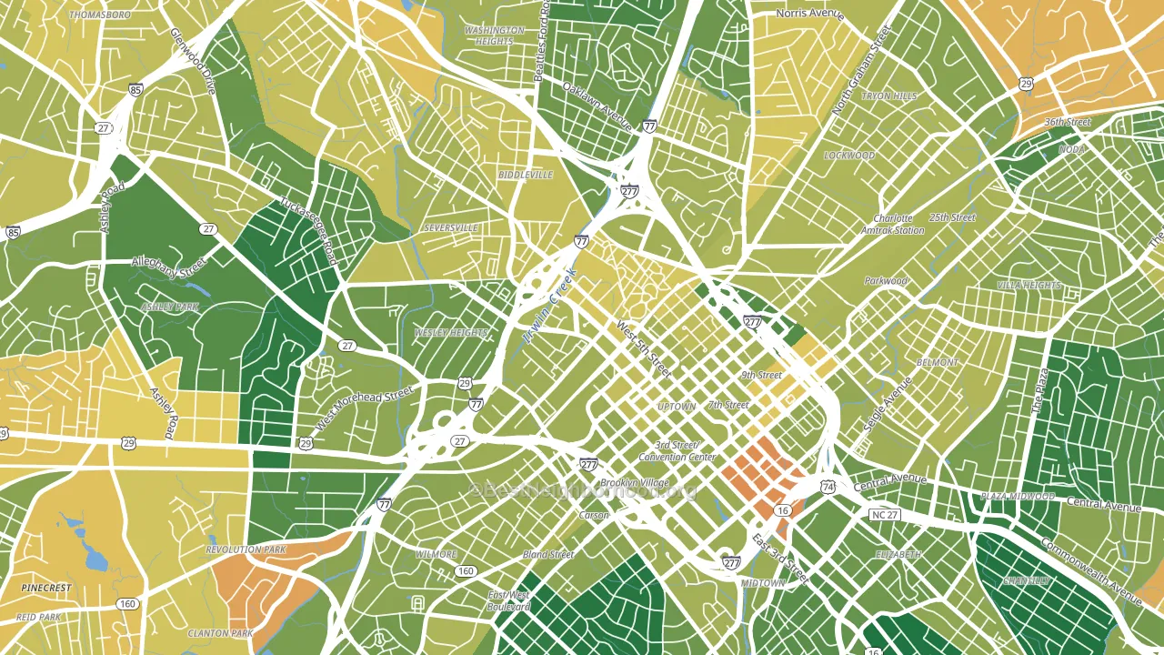 Third Ward, Charlotte, NC block-group voter-turnout map