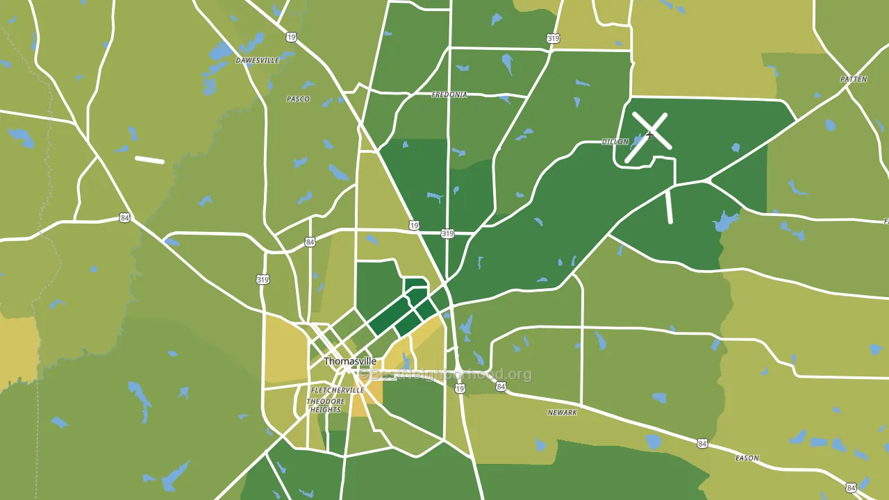 Thomas County, GA block-group voter-turnout map