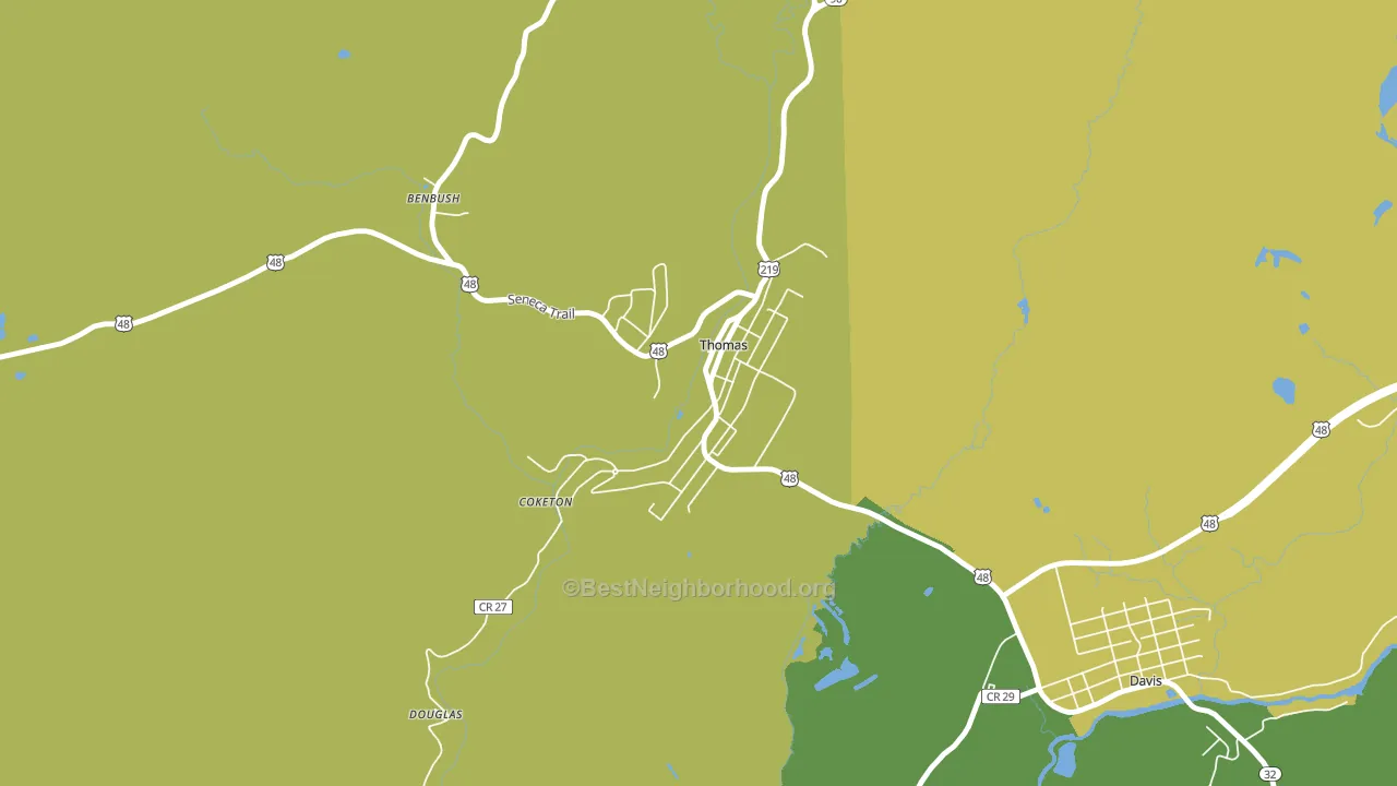 Thomas, WV block-group voter-turnout map