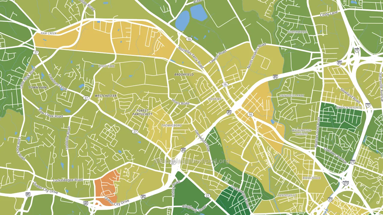 Thomasboro-Hoskins, Charlotte, NC block-group voter-turnout map