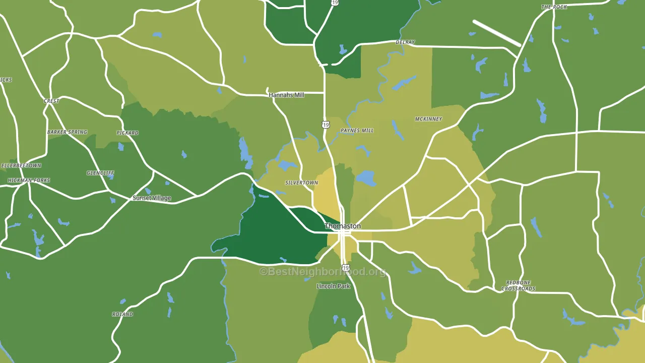 Thomaston, GA block-group voter-turnout map