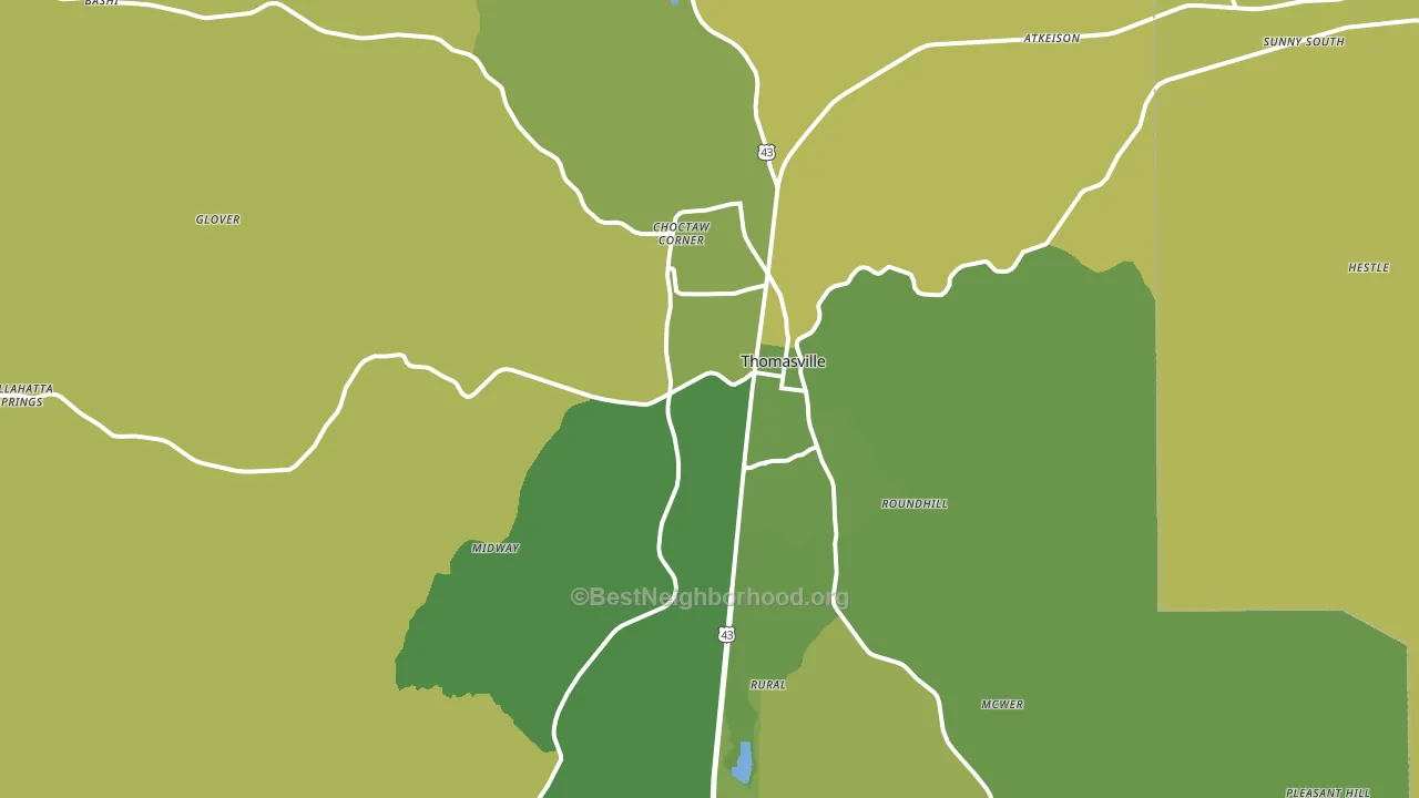Thomasville, AL block-group voter-turnout map