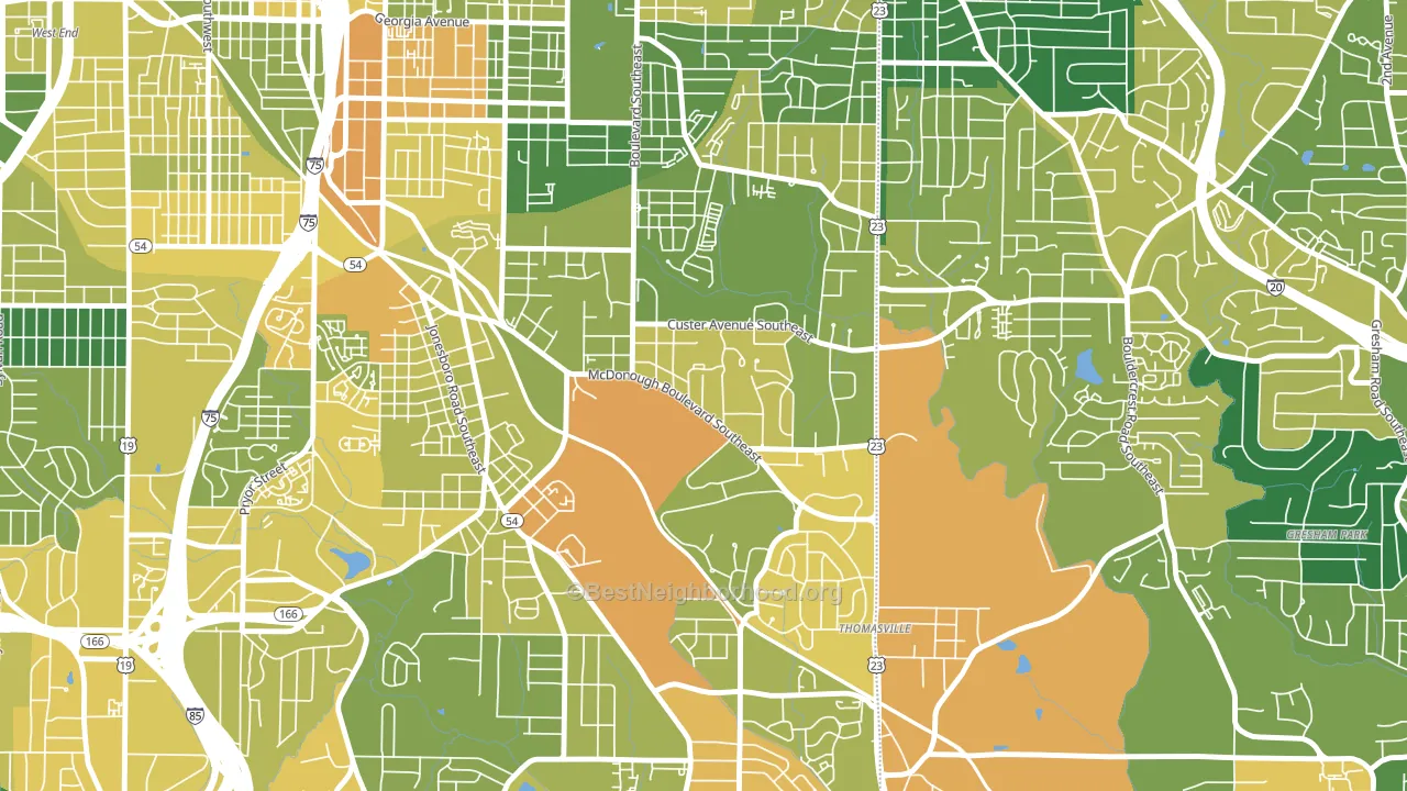 Thomasville, Atlanta, GA block-group voter-turnout map