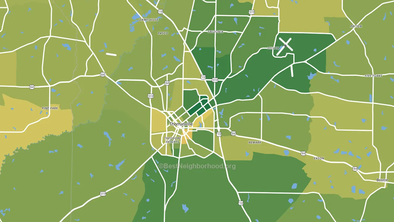 Thomasville, GA block-group voter-turnout map