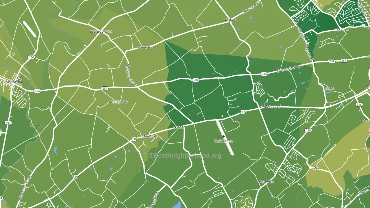 Thomasville, PA block-group voter-turnout map