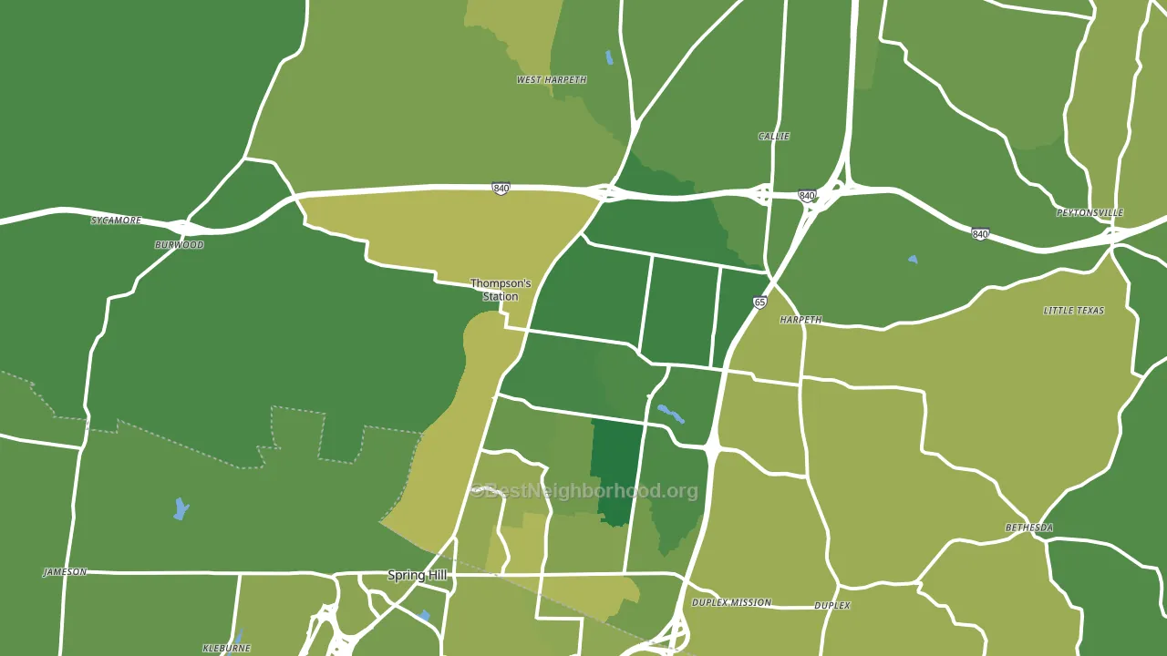 Thompsons Station, TN block-group voter-turnout map