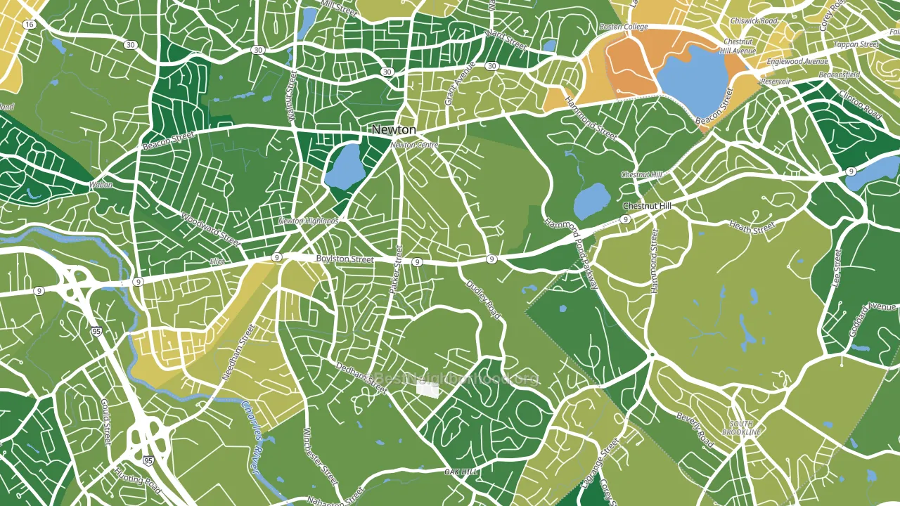 Thompsonville, Newton, MA block-group voter-turnout map