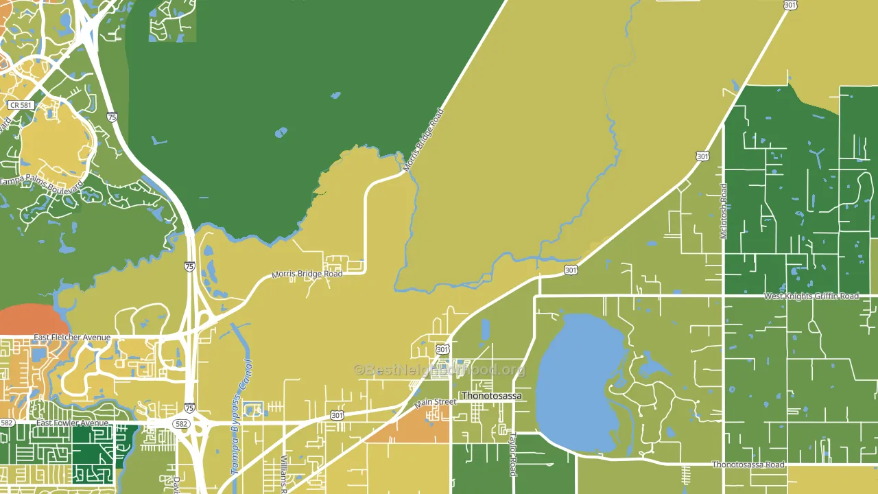 Thonotosassa, FL block-group voter-turnout map