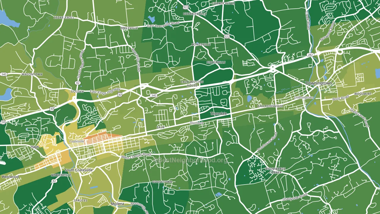 Thorndale, PA block-group voter-turnout map
