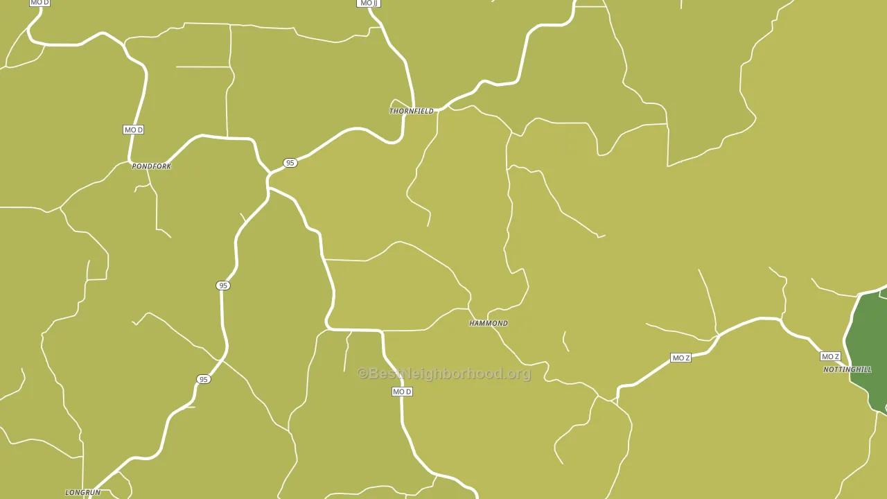 Thornfield, MO block-group voter-turnout map