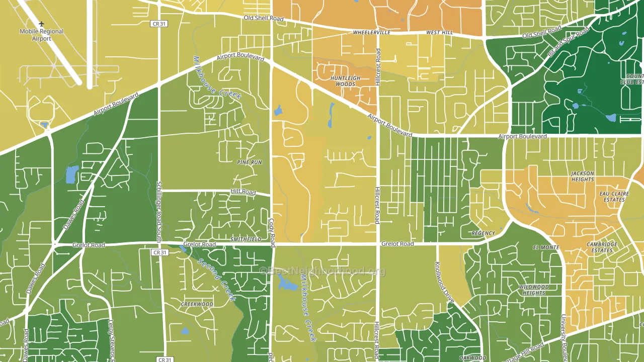 Thornhill, Mobile, AL block-group voter-turnout map