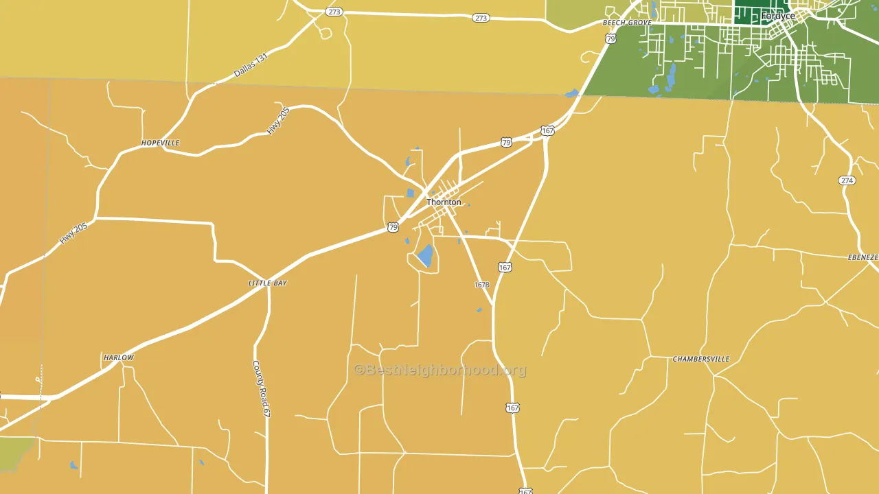 Thornton, AR block-group voter-turnout map