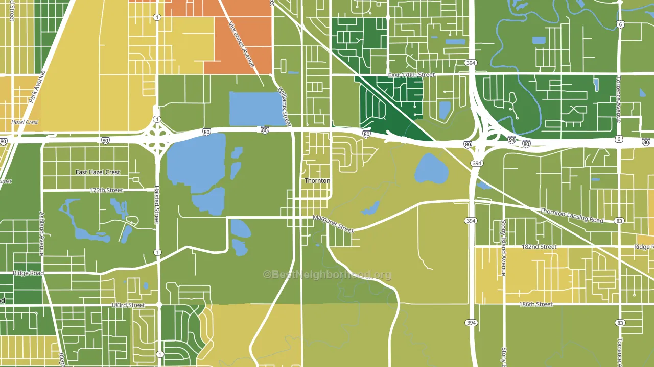 Thornton, IL block-group voter-turnout map