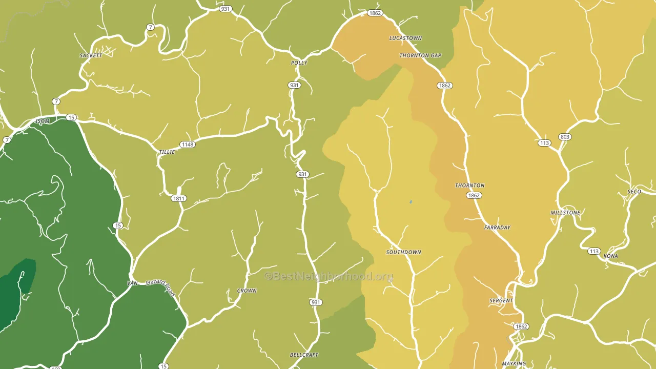 Thornton, KY block-group voter-turnout map