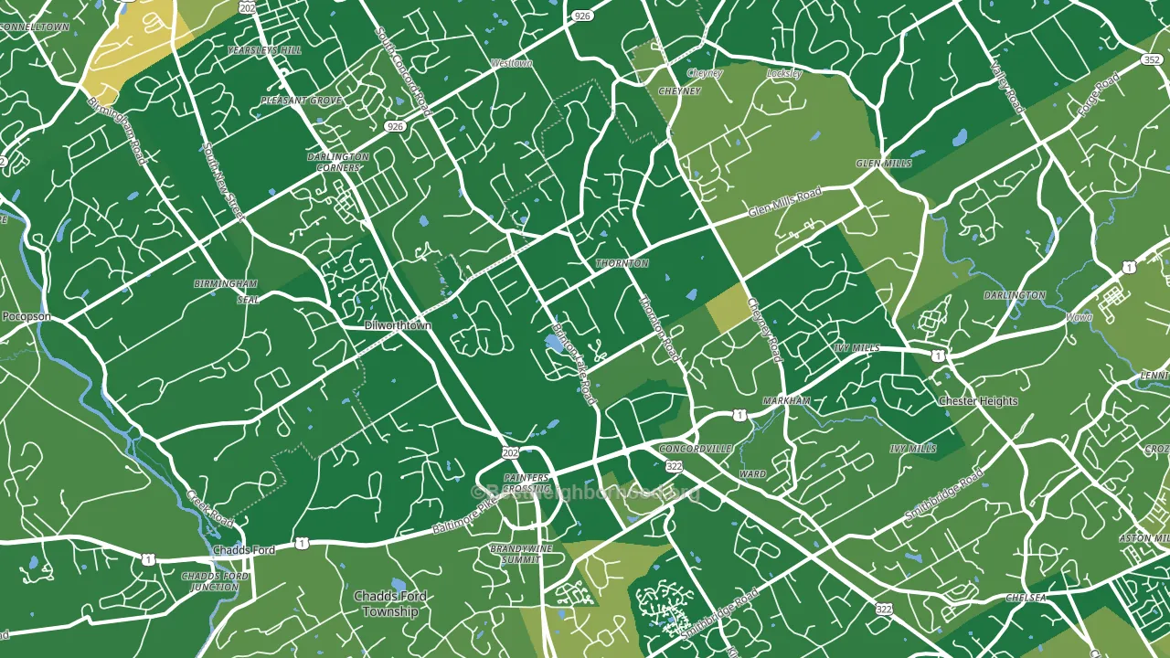 Thornton, PA block-group voter-turnout map