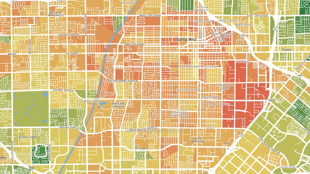 Thornton Park, Santa Ana, CA block-group voter-turnout map