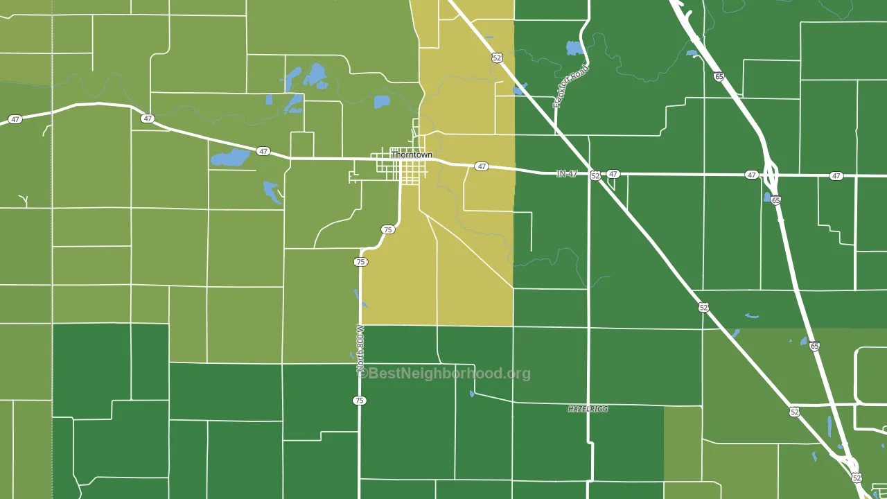 Thorntown, IN block-group voter-turnout map