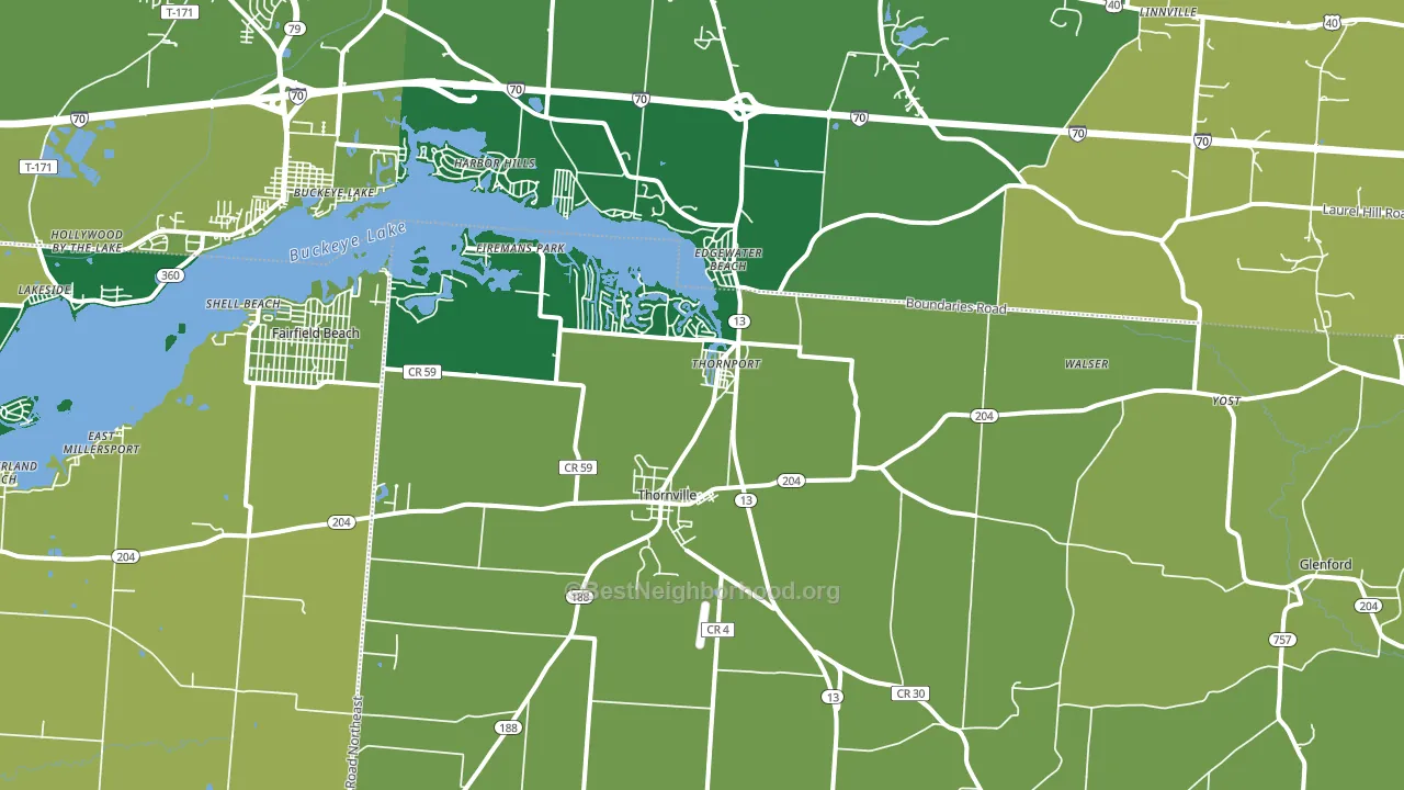 Thornville, OH block-group voter-turnout map