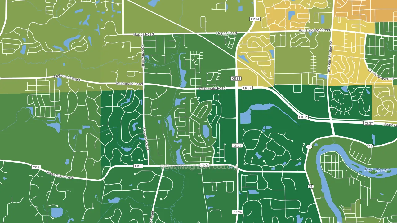Thornwood, South Elgin, IL block-group voter-turnout map