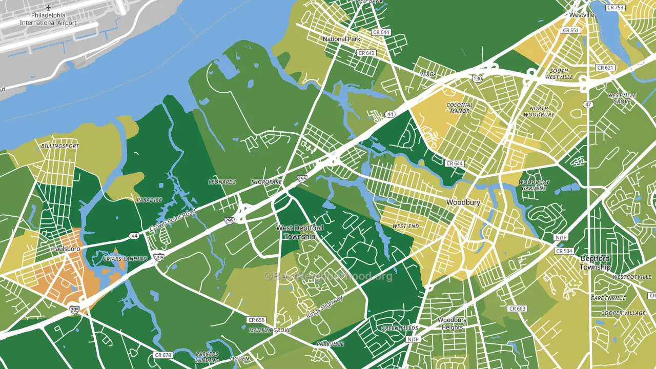 Thorofare, NJ block-group voter-turnout map