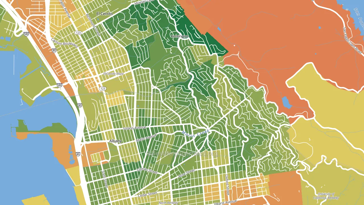 Thousand Oaks, Berkeley, CA block-group voter-turnout map
