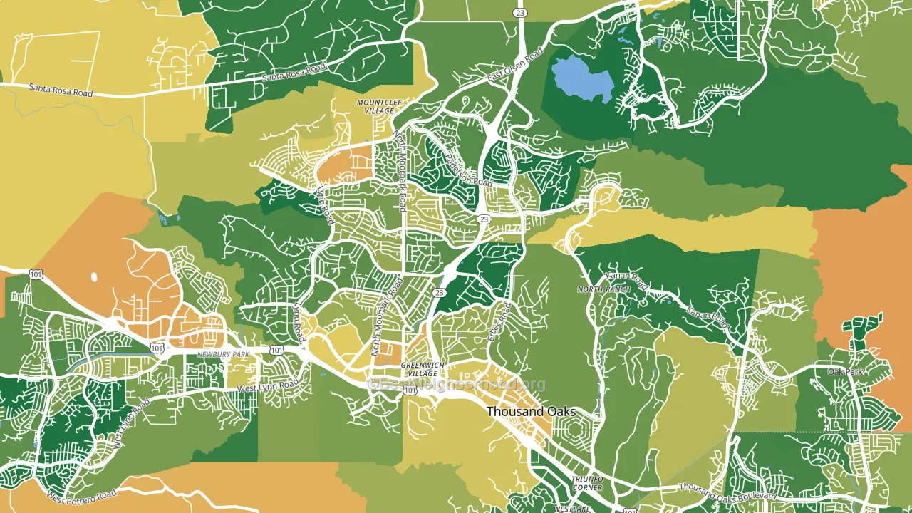 Thousand Oaks, CA block-group voter-turnout map