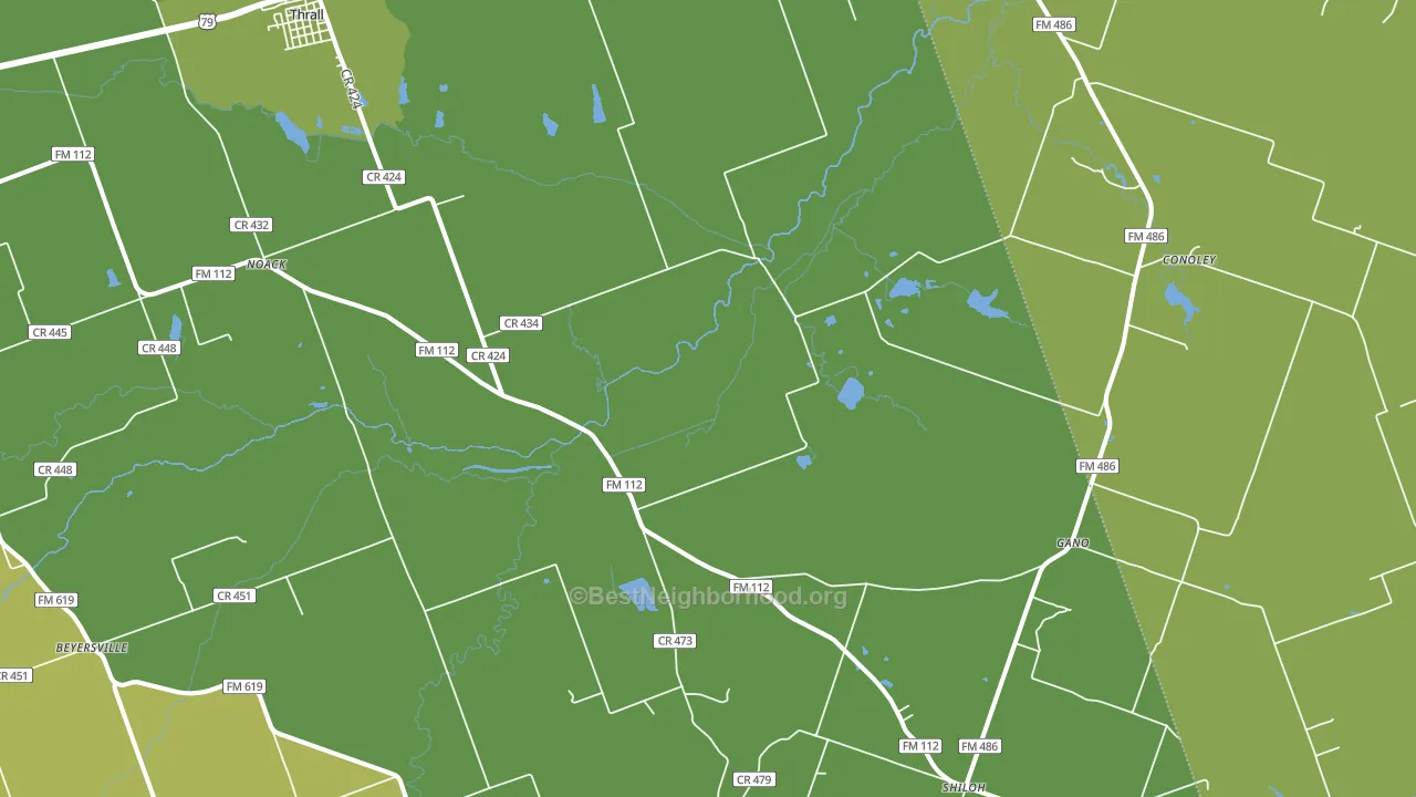 Thrall, TX block-group voter-turnout map