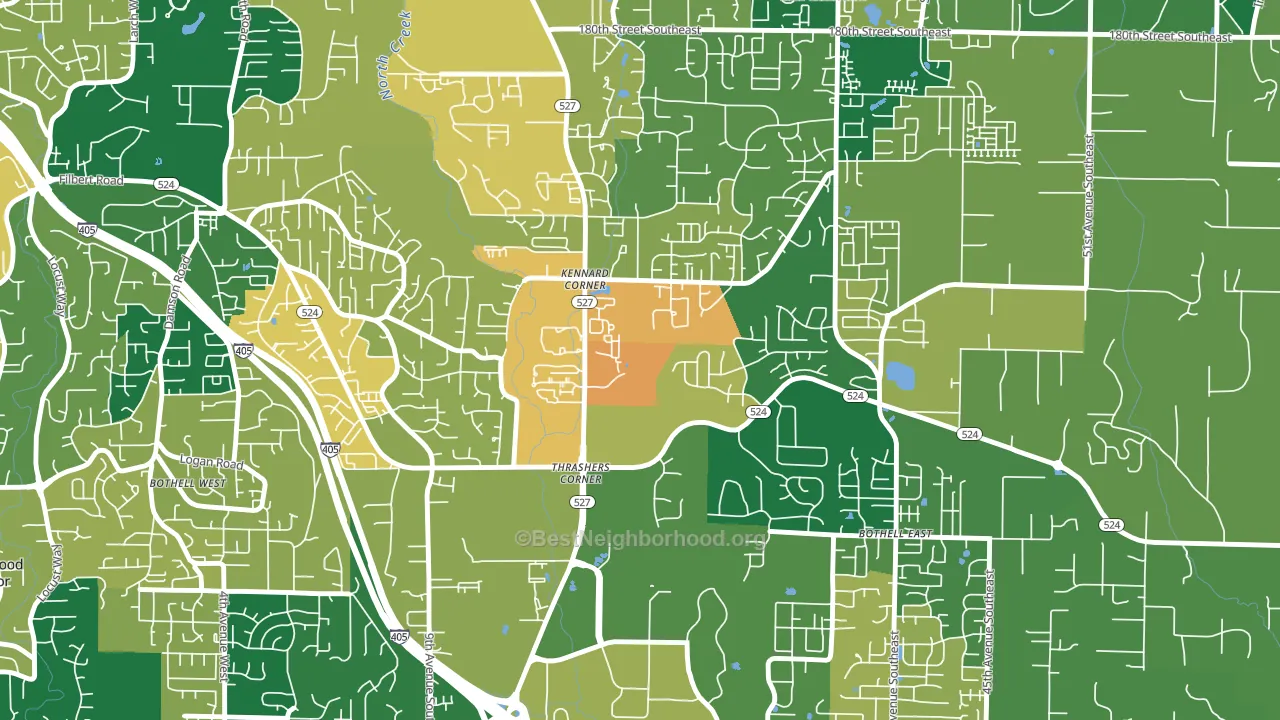 Thrasher's Corner-Red Hawk, Bothell, WA block-group voter-turnout map