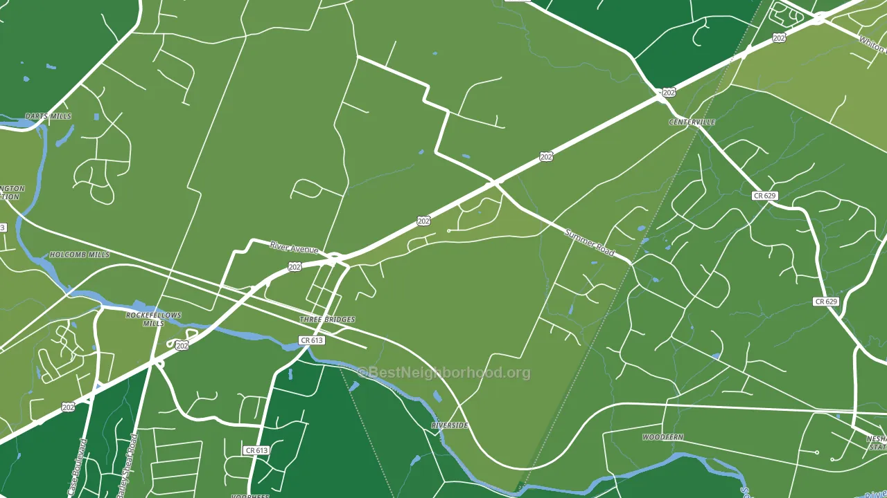 Three Bridges, NJ block-group voter-turnout map